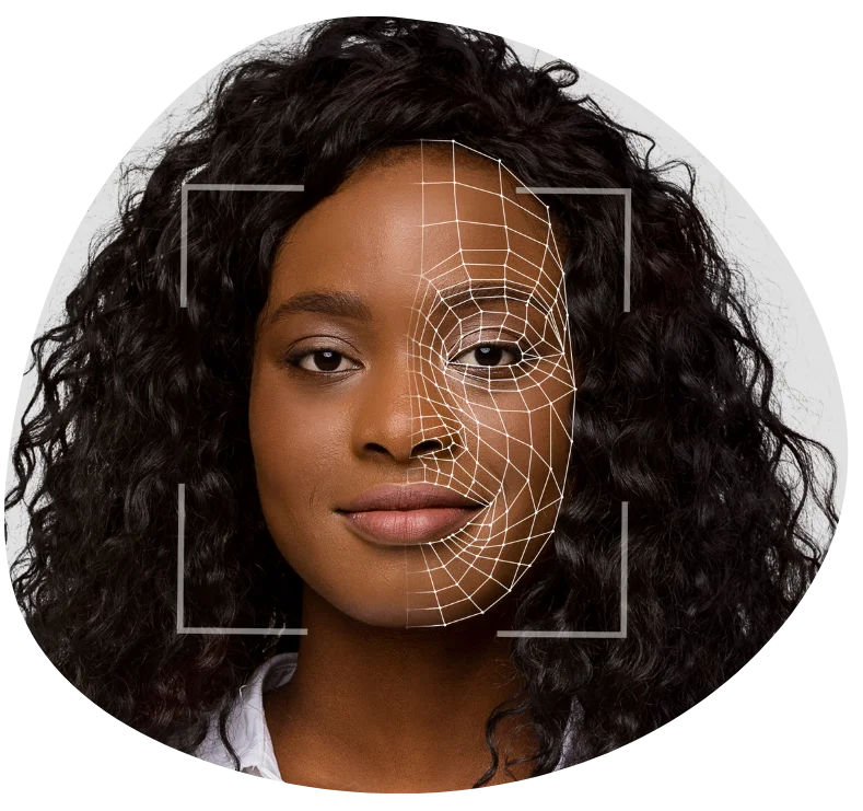 Lady doing facial recognition in a frame