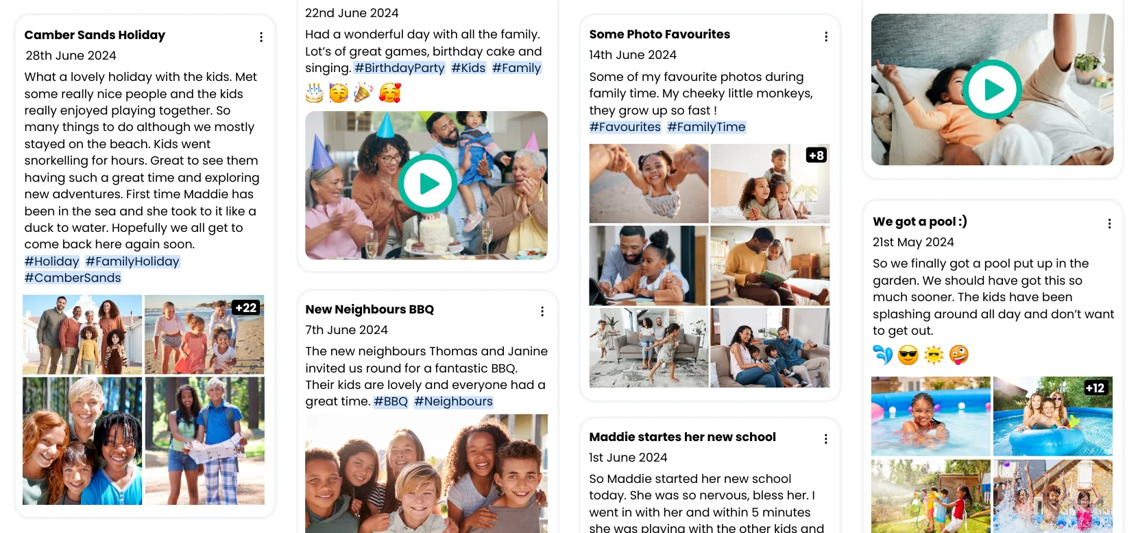 Timeline of important family memories